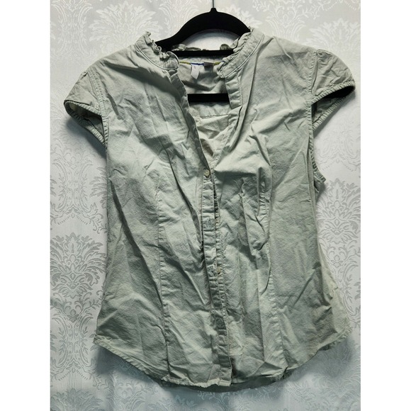 Old Navy Light Gray Collarless Blouse Size M‎ - Picture 1 of 5